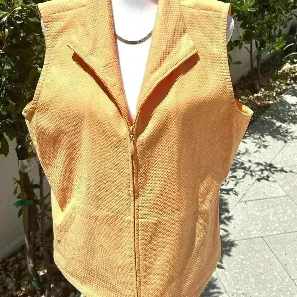 🧡”Eileen Fisher” Orange Sherbet Vest w/ Waffle Pattern & Pockets Size XL🧡 - Picture 3 of 11